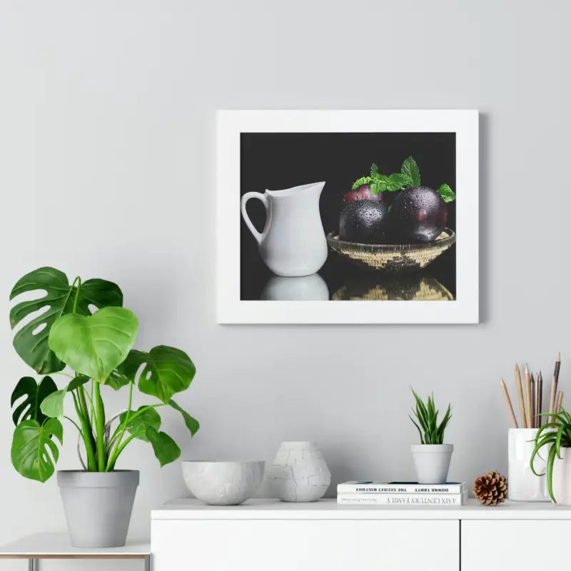 Plumazing Fresh Plum Fruits Framed Poster for Home Decor