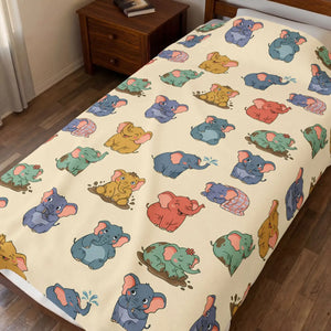 Nursery velveteen blanket by DipaliZ with original pastel elephant artwork