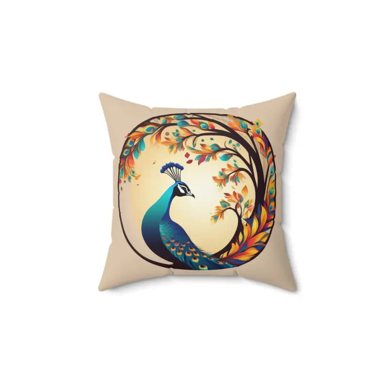 Vibrant Peacock Spun Polyester Pillows with Concealed Zipper - 14’’ × Home Decor