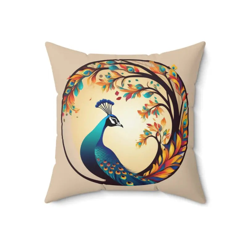 Vibrant Peacock Spun Polyester Pillows with Concealed Zipper - 18’’ × Home Decor