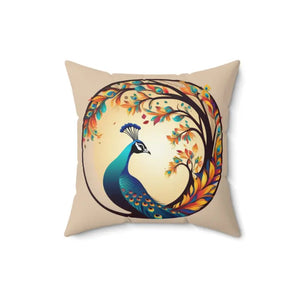 Peacock Spun Polyester Square Pillow - Double-sided Print - Dipaliz - Throw Pillows