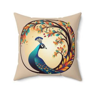 Peacock Spun Polyester Square Pillow - Double-sided Print - Dipaliz - Throw Pillows