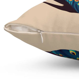Peacock Spun Polyester Square Pillow - Double-sided Print - Dipaliz - Throw Pillows