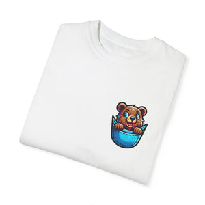 Chill Bear in a Pocket Tee - Soft Cotton Women Top - Dipaliz - T-shirts