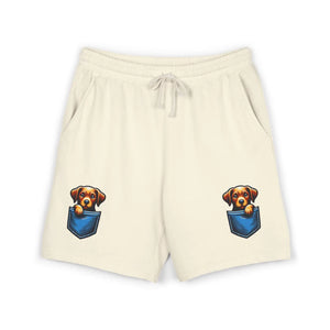 Pocket Puppy Sweat Shorts, Cute Dog Graphic Fleece