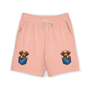 Pocket Puppy Sweat Shorts, Cute Dog Graphic Fleece