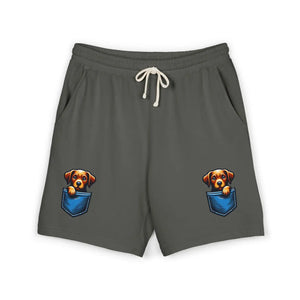 Pocket Puppy Sweat Shorts, Cute Dog Graphic Fleece