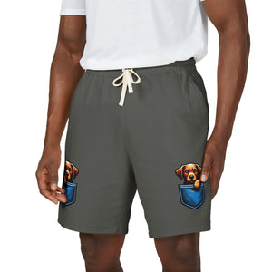 Pocket Puppy Sweat Shorts, Cute Dog Graphic Fleece