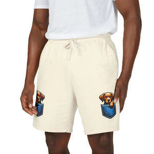 Pocket Puppy Sweat Shorts, Cute Dog Graphic Fleece