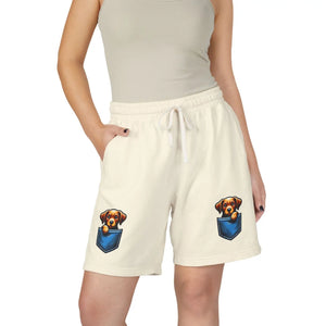 Pocket Puppy Sweat Shorts, Cute Dog Graphic Fleece