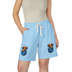 Pocket Puppy Sweat Shorts, Cute Dog Graphic Fleece