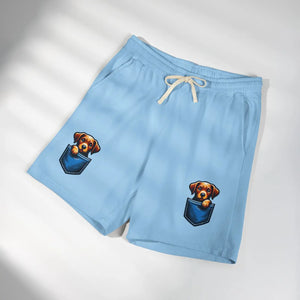 Pocket Puppy Sweat Shorts, Cute Dog Graphic Fleece
