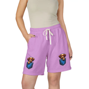 Pocket Puppy Sweat Shorts, Cute Dog Graphic Fleece