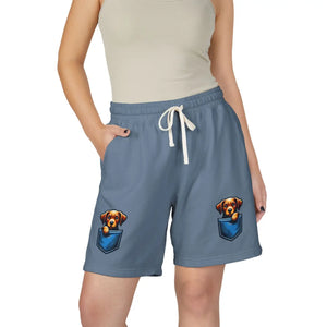 Pocket Puppy Sweat Shorts, Cute Dog Graphic Fleece