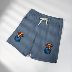 Pocket Puppy Sweat Shorts, Cute Dog Graphic Fleece