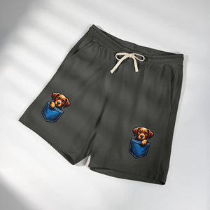 Pocket Puppy Sweat Shorts, Cute Dog Graphic Fleece