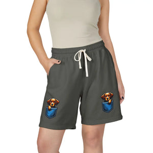 Pocket Puppy Sweat Shorts, Cute Dog Graphic Fleece
