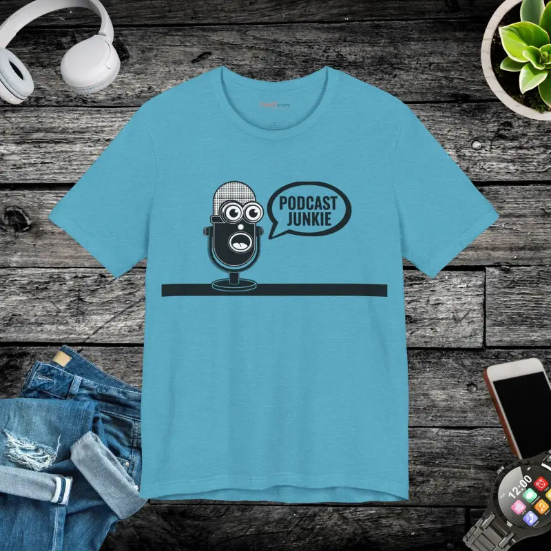 Rock Unisex Style with the Podcast Junkie Tee! - Heather Aqua / s T-shirt