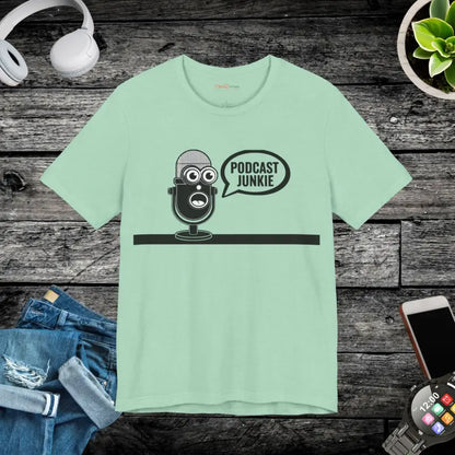 Rock Unisex Style with the Podcast Junkie Tee! - Heather Mint / s T-shirt