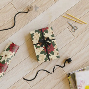 Wrapping Paper Roll - Satin Poinsettia Pinecone Cream - Dipaliz