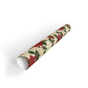 Wrapping Paper Roll - Satin Poinsettia Pinecone Cream - Dipaliz