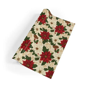 Wrapping Paper Roll - Satin Poinsettia Pinecone Cream - Dipaliz