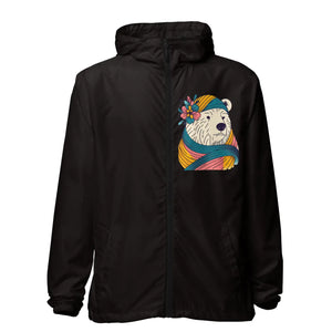 Unisex Lightweight Zip Windbreaker Polar Bear Floral Dipaliz - Windbreakers
