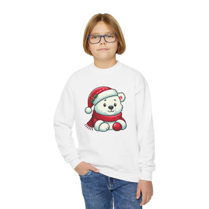 Festive Polar Bear Youth Crewneck Sweatshirt - Dipaliz - Sweatshirts