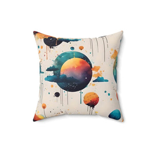Vibrant Square Pillow Abstract Planets and Clouds - Dipaliz - Throw Pillows