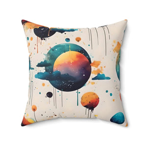 Vibrant Square Pillow Abstract Planets and Clouds - Dipaliz - Throw Pillows