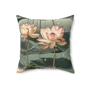 Lotus Polyester Square Pillow – 18x18 Decor - Dipaliz - Throw Pillows
