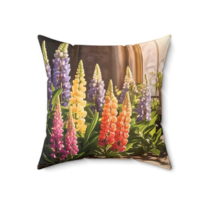 Lupin Floral Square Pillow – Polyester Accent - Dipaliz - Throw Pillows