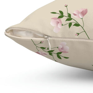 Vibrant Polyester Square Pillow - Pink Flowers - Dipaliz - Throw Pillows
