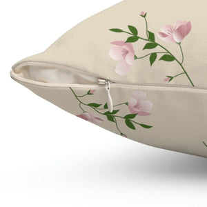 Vibrant Polyester Square Pillow - Pink Flowers - Dipaliz - Throw Pillows
