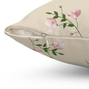 Vibrant Polyester Square Pillow - Pink Flowers - Dipaliz - Throw Pillows