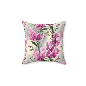 Sweet Pea Polyester Square Pillow – Floral 18x18 - Dipaliz - Throw Pillows