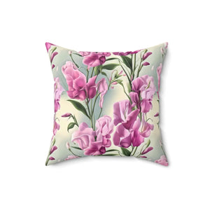 Sweet Pea Polyester Square Pillow – Floral 18x18 - Dipaliz - Throw Pillows