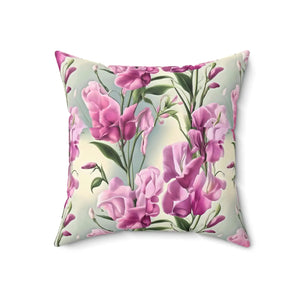 Sweet Pea Polyester Square Pillow – Floral 18x18 - Dipaliz - Throw Pillows