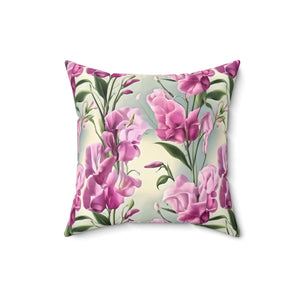 Sweet Pea Polyester Square Pillow – Floral 18x18 - Dipaliz - Throw Pillows