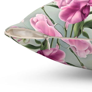 Sweet Pea Polyester Square Pillow – Floral 18x18 - Dipaliz - Throw Pillows