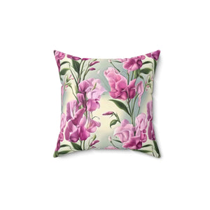 Sweet Pea Polyester Square Pillow – Floral 18x18 - Dipaliz - Throw Pillows