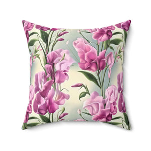 Sweet Pea Polyester Square Pillow – Floral 18x18 - Dipaliz - Throw Pillows