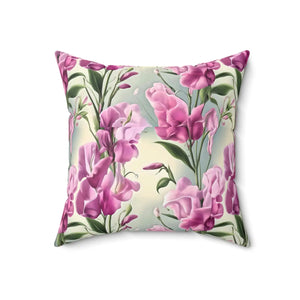 Sweet Pea Polyester Square Pillow – Floral 18x18 - Dipaliz - Throw Pillows