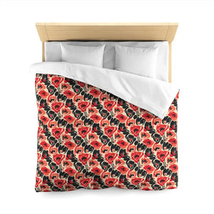 Poppy Floral Duvet Cover - Vintage Red Black Botanical - Dipaliz - Covers