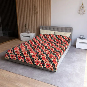 Poppy Floral Duvet Cover - Vintage Red Black Botanical - Dipaliz - Covers