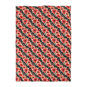 Poppy Floral Duvet Cover - Vintage Red Black Botanical - Dipaliz - Twin Xl / White - Covers