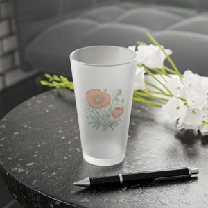 Poppy Flowers Frosted Pint Glasses - Gifts for Her - Dipaliz - Beer