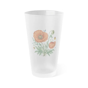 Poppy Flowers Frosted Pint Glasses - Gifts for Her - Dipaliz - Beer