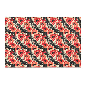Poppy Pattern Area Rug - Vintage Floral Chenille - Dipaliz - 36’’ × 24’’ - Rugs