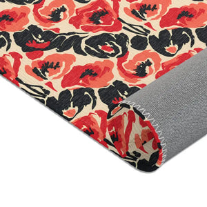 Poppy Pattern Area Rug - Vintage Floral Chenille - Dipaliz - Rugs